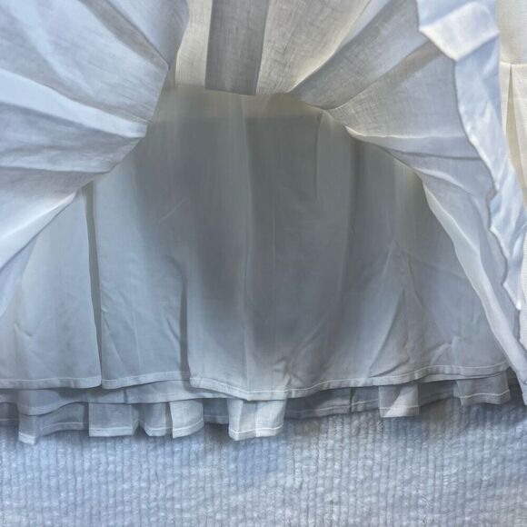 Reformation White Linen Collared Sleeveless Mini Dress Size 10 - Picture 5 of 11